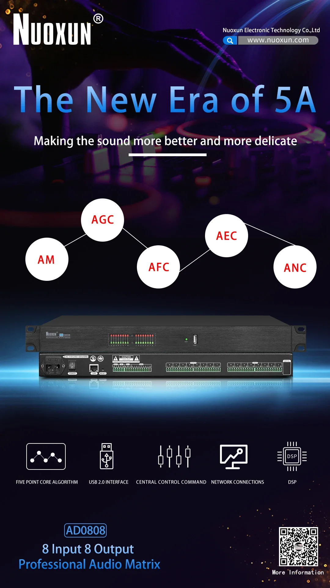 Professional Audio matrix Processor DSP Processor 8 Input 8 Output Echo Cancellation