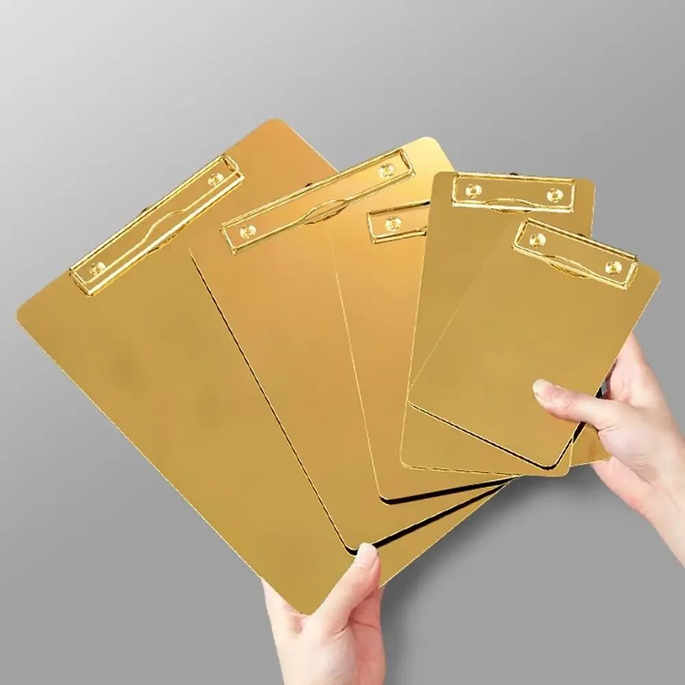 

Stainless Steel A4/A5 File Folder Hard Gold/Silver Writing Clipboard Multifunction Writing Pad School Supplies Office Stationary