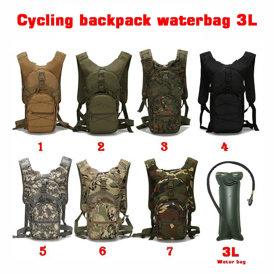 Immagine 7: Sistema di idratazione in TPU da 3L, zaino militare da 15L, set per sport all'aperto, zaino con sacca d'acqua per ciclismo