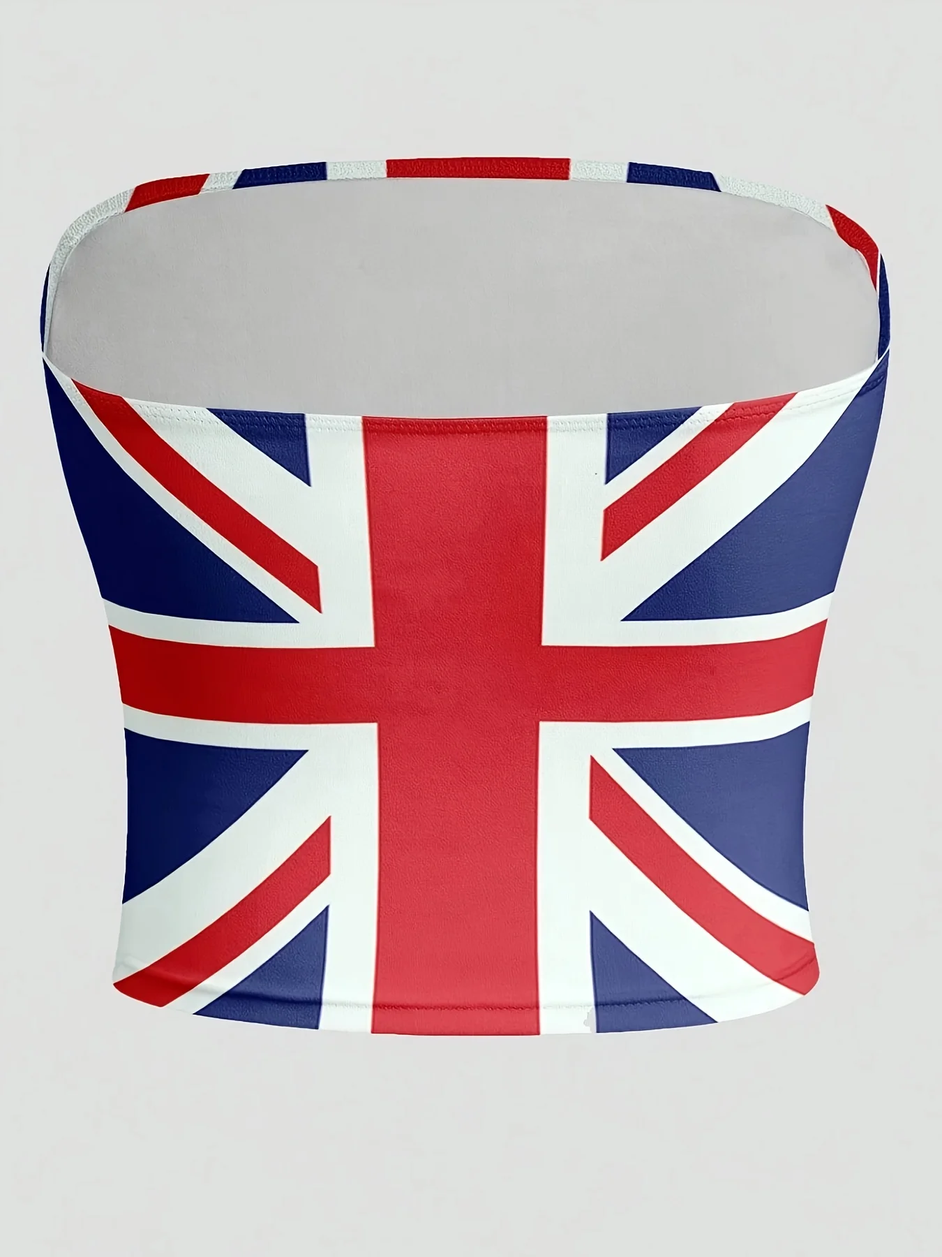 Women'S British Flag Tube Top - Sleeveless Crop Top with Union Jack Design, Casual Summer Style, with Red, & Stripes, Perfect