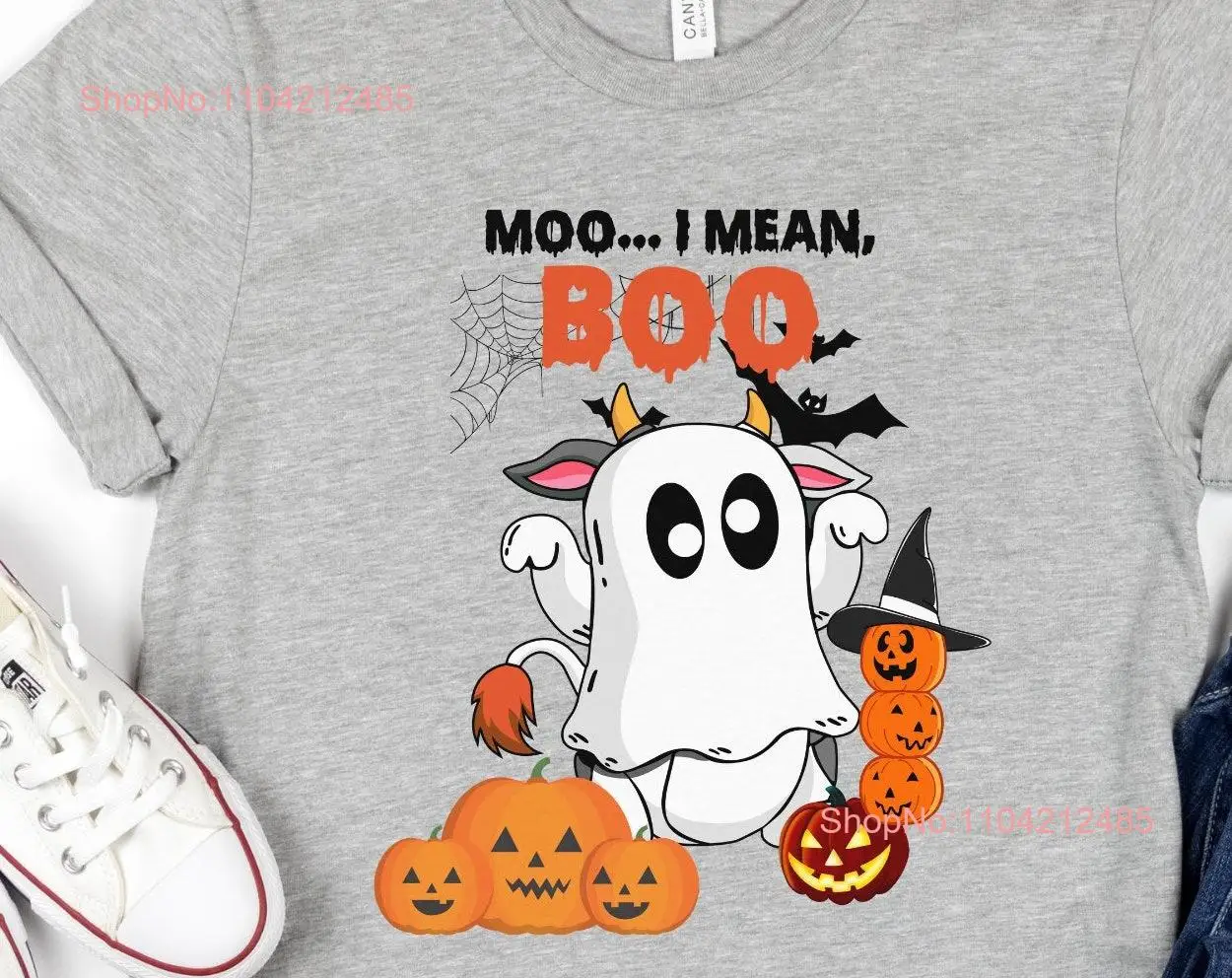 Halloween Boo T Shirt Cute Funny Back To School Ghost Fall Scary Cow long or short sleeves