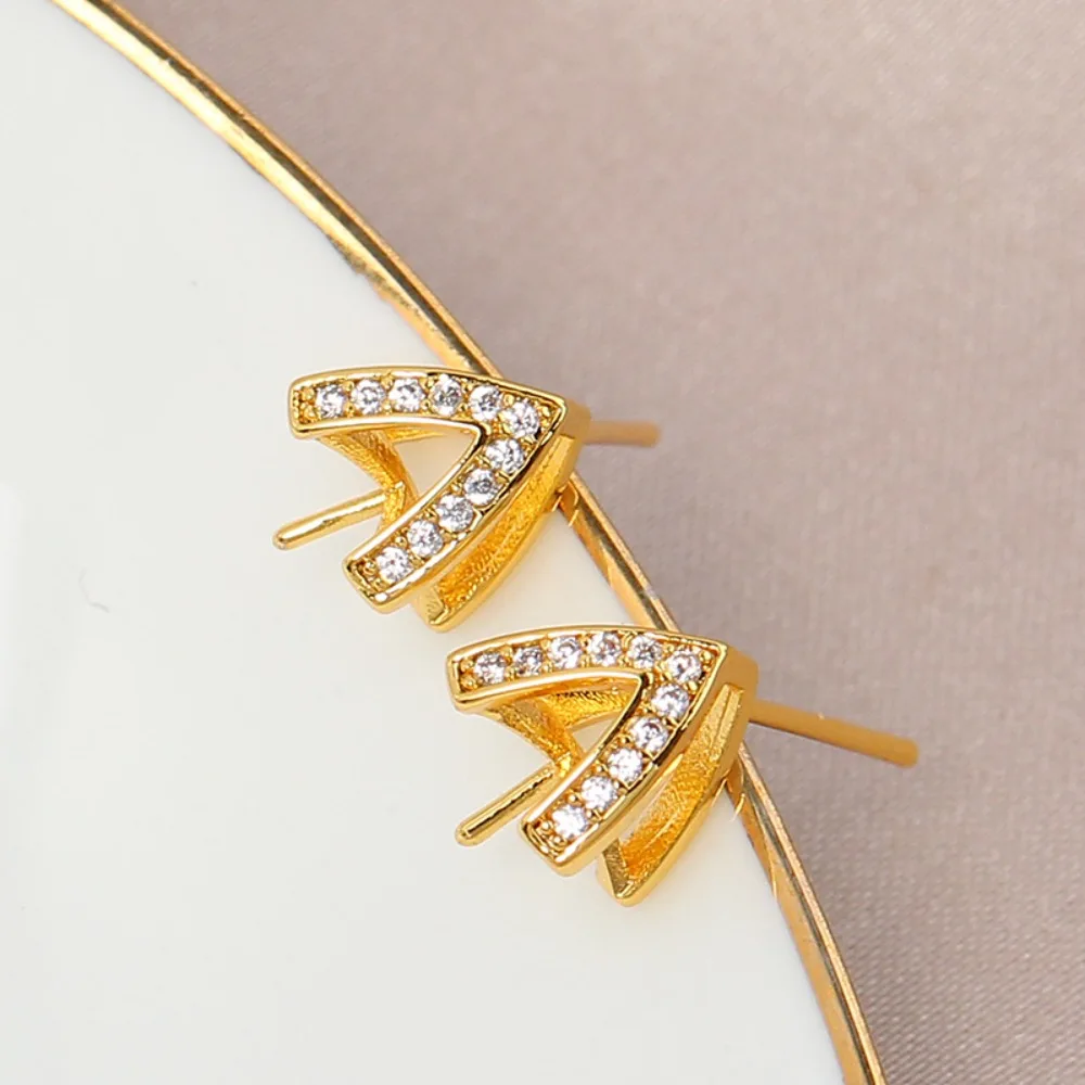 

10PCS S925 Sterling Silver Needle 18K Gold Wrapped Plated Brass Earring Settings Diy Jewelry Pearl Earrings Accessories