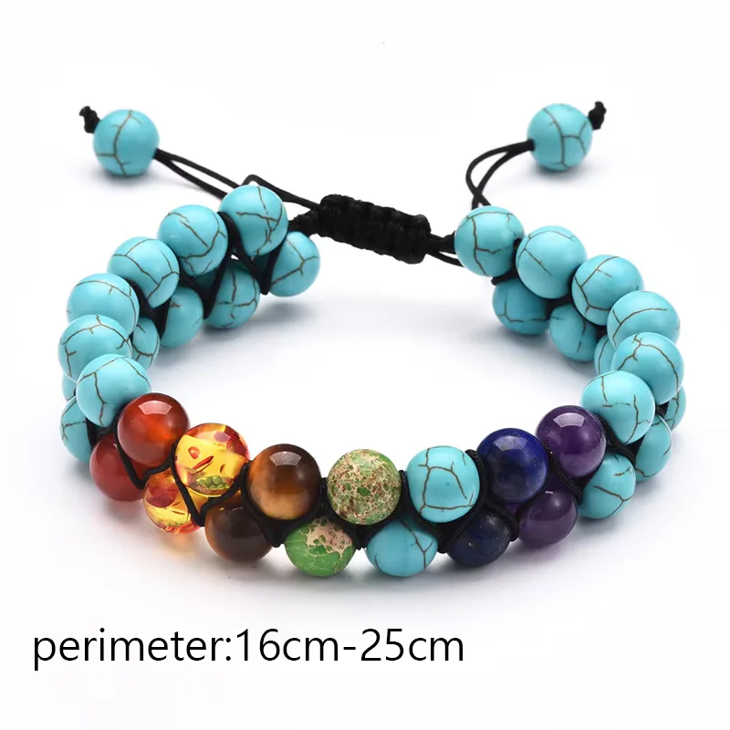 Men's Handmade Seven Chakra Knot Adjustable Bracelet Tibetan Buddhism Jewelry for Friendship Calmness Gift