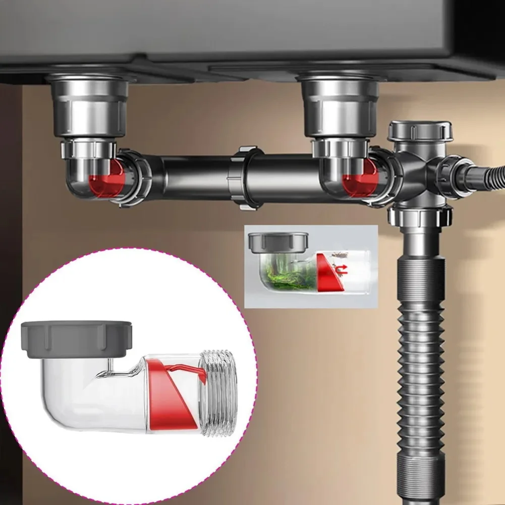 Dual Drainage Sink Drain Check Valve Plastic Anti Smell Accessory Kitchen For Anti-Blocking Sewer Tube Replacement Parts
