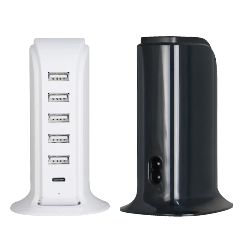 5V4A 20W smart 6 in 1 USB multi port charger compatible different IOS/Android devices , portable MINI charger station