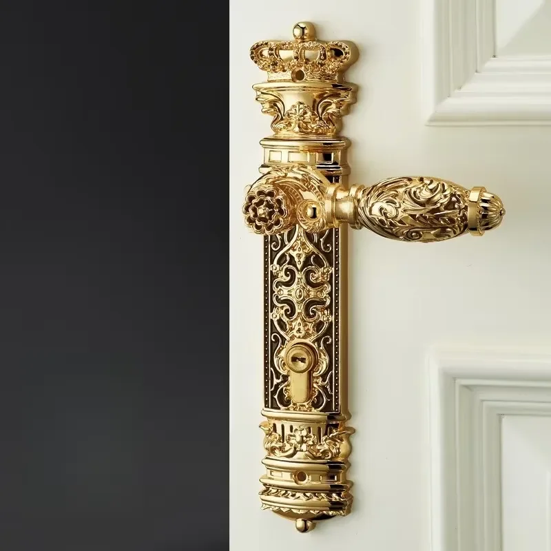 Hot Sale Villa Solid Brass Door Locks for Wooden Doors European Style Antique Chrome Gold Door Set