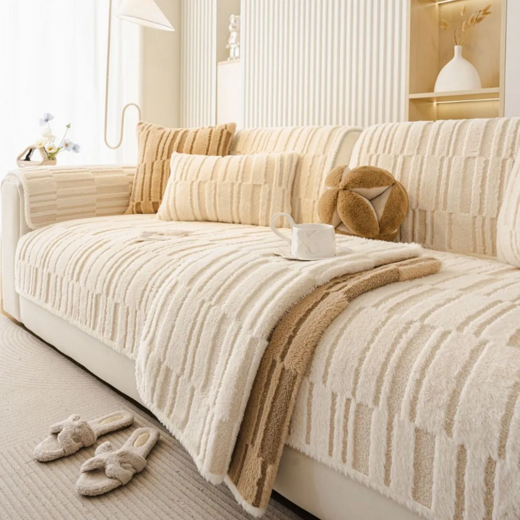Cotton Velvet Sofa Mat Autumn and Winter Anti Slip Plush Sofa Cushion Wrinkle-resistant Wear-resistant Cat-scratch-proof
