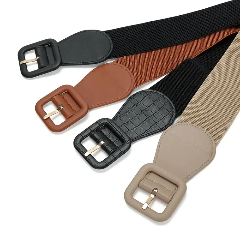 

Wide Stretch Waistband Fashion Casual Solid Color Waist Belts with Pin Buckle Women Waist Strap