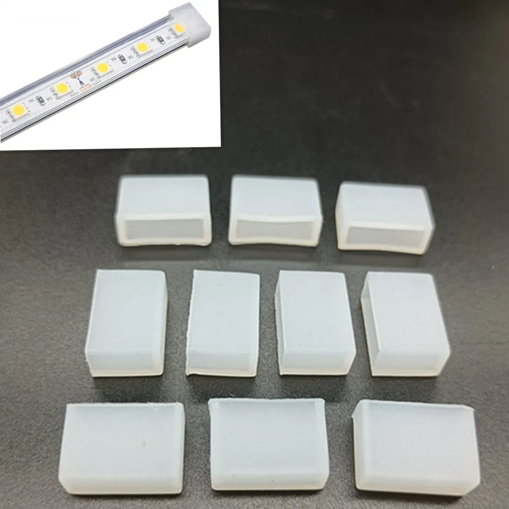 100pairs/lot 12mm Silicone End Cap for 10mm 5050 5630 IP67 IP68 LED Tube Strip With 2 pin hole