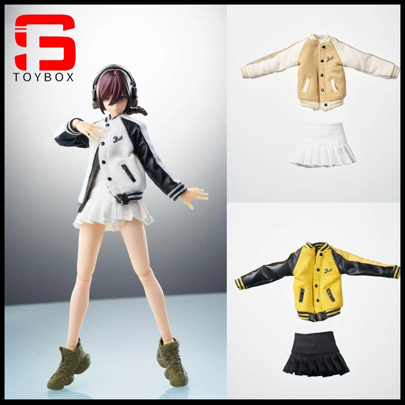 In Stock HASUKI CS014 1/12 Female Baseball Shirt Pleated Skirt Clothes Set Model Fit 6'' Female Solider Action Figure Body Doll