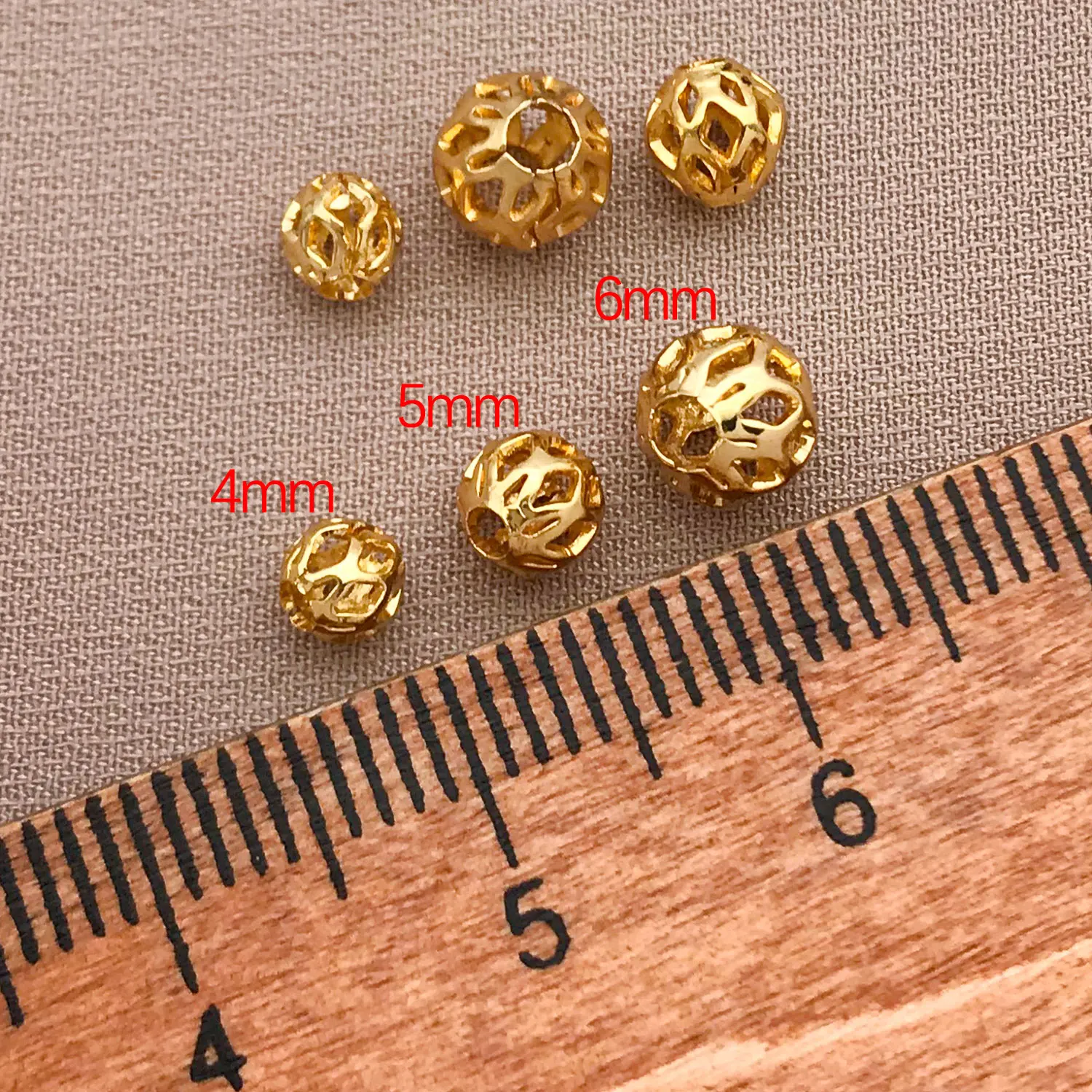 50pcs 18k Genuine Gold Thick Silver Platinum Hollow Ball Suitable for DIY Making Necklace Bracelet Spacer Beads