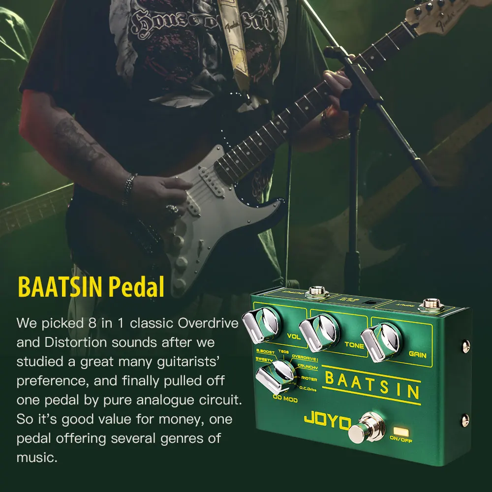 JOYO R-11 BAATSIN Overdrive & Distortion Guitar Effect Pedal 8 in 1 Pure Analog Circuit Multi Effects Pedal True Bypass