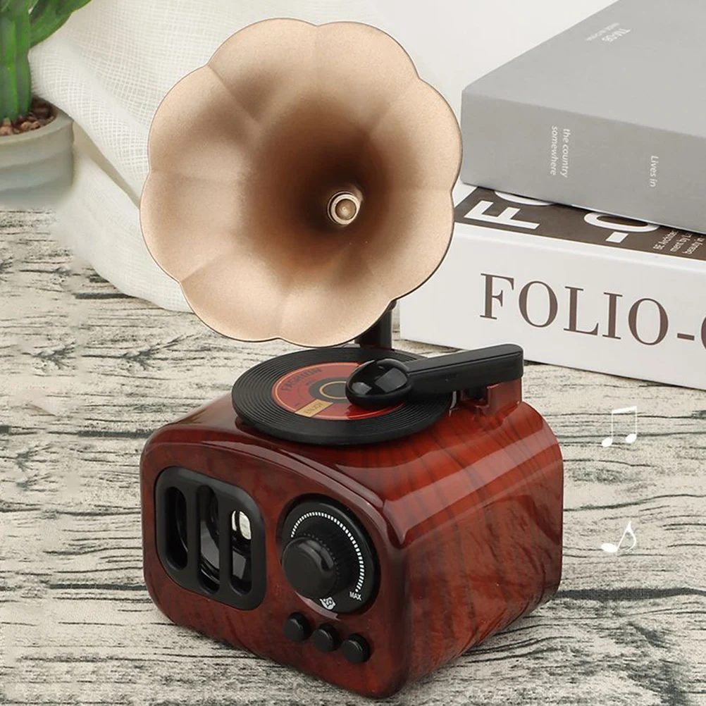 

Retro Music Box Phonograph Shaped Musical Box Home Decor Desktop Plastic Toys Desktop Mini Musical Box Home Office Birthday Gift