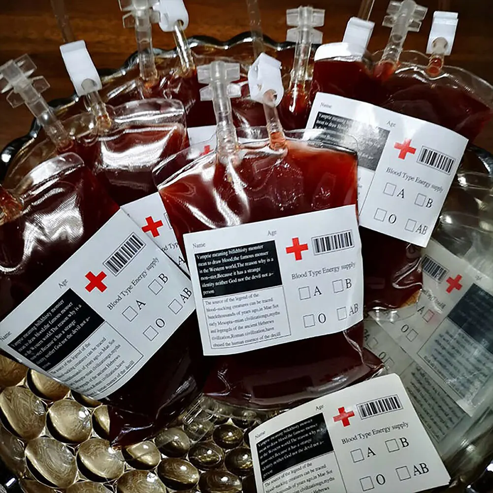 10-50pc 350ml Halloween Blood Bag PVC Drink Bag Energy Pack Vampire Zombie Theme Party Props Horror Halloween Party Accessories