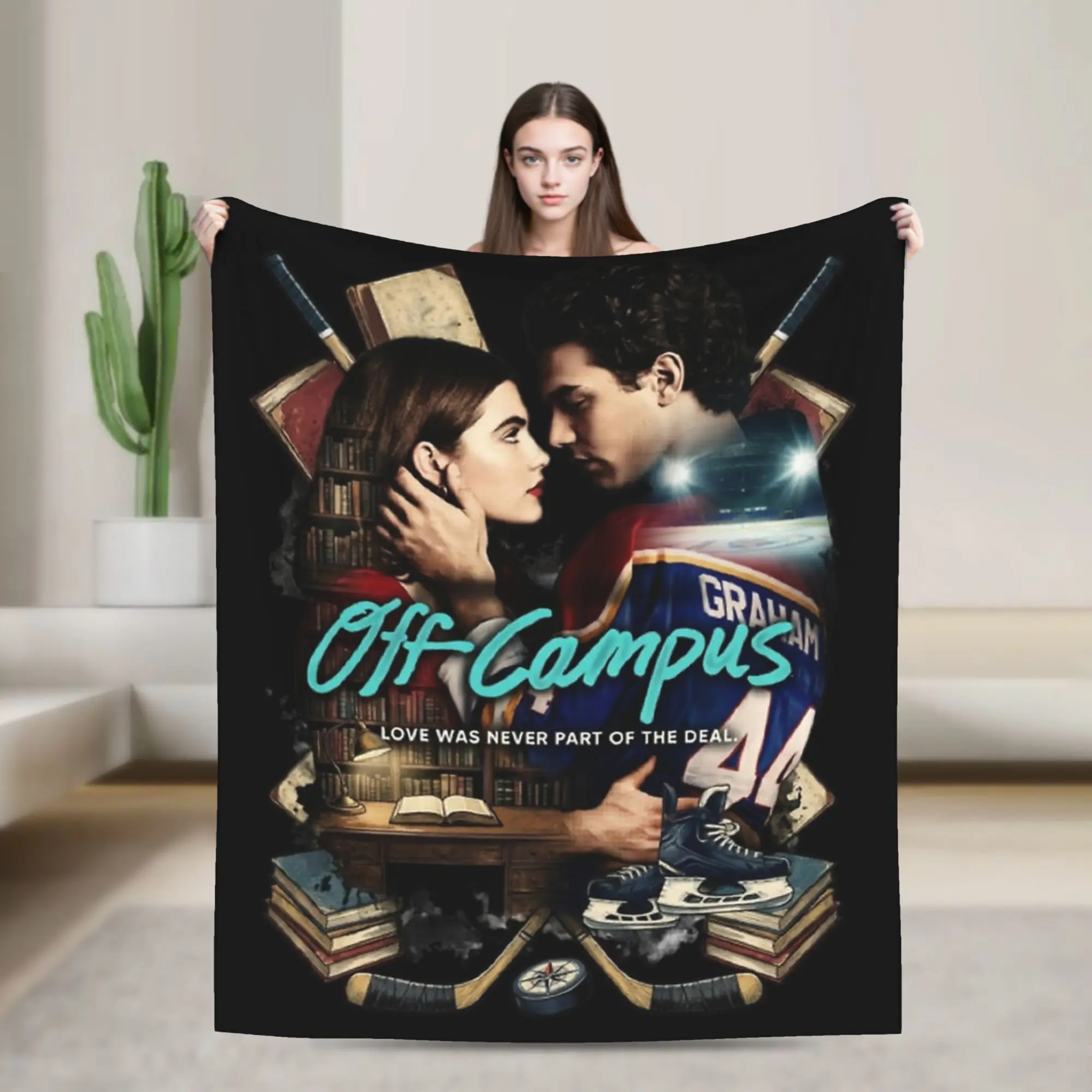 Off Campus  Hockey Romance Grahams  Blankets  Flannel Funny Warm Throw Blankets for Bedspread  Winter,
