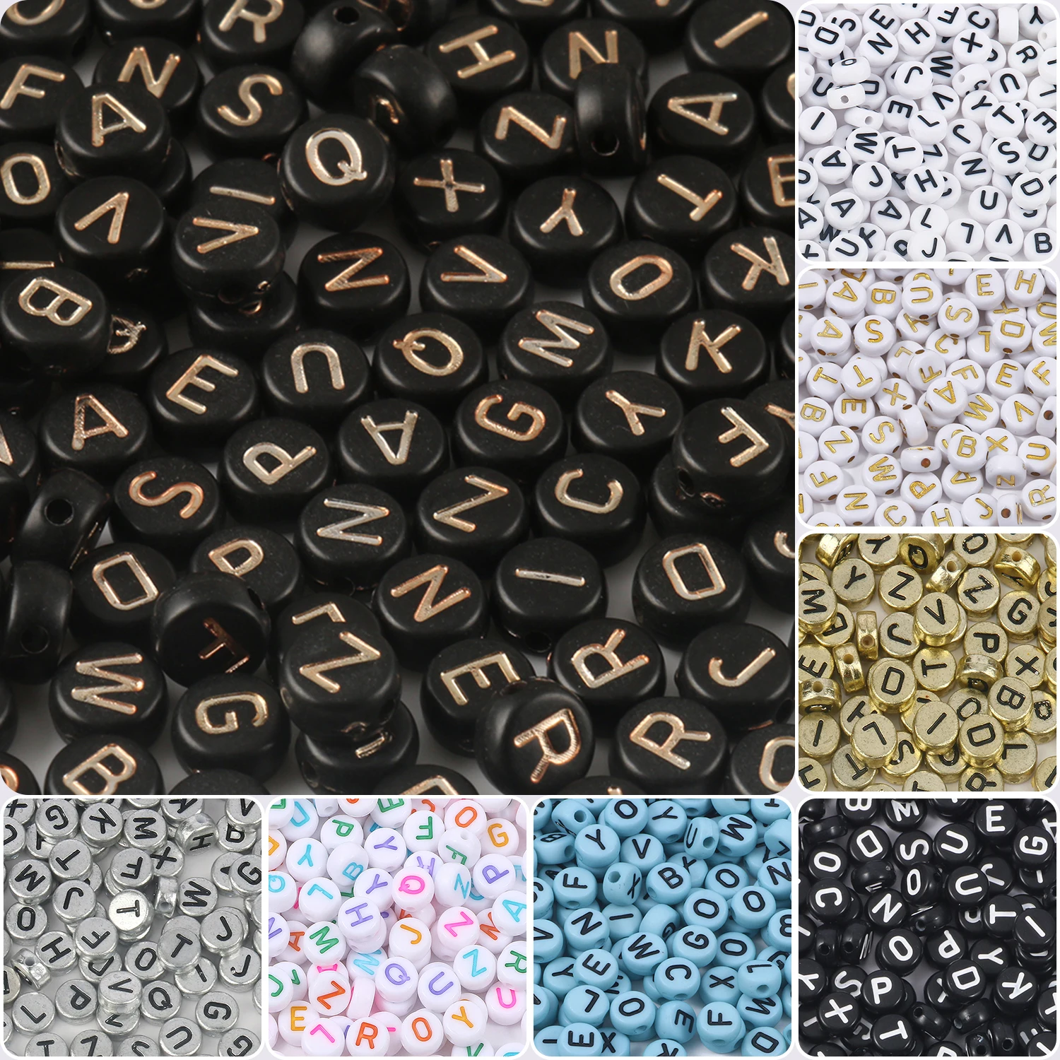 

100/200pcs Letter Beads White Black Round Gold Silver Color Acrylic Alphabet Beads for Jewelry Bracelet Necklace Key Chain DIY