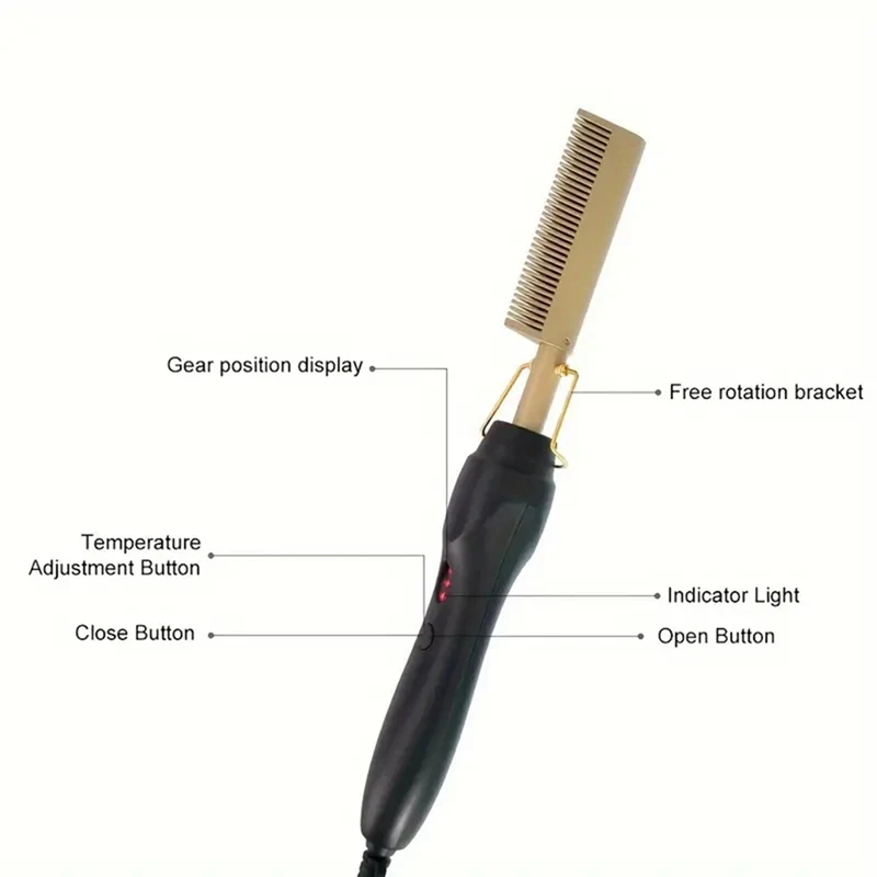 Hair Straightener Comb Wet&Dry Hair Straightener Curling Iron Household Electric Comb 3In1 Straight Curling Comb