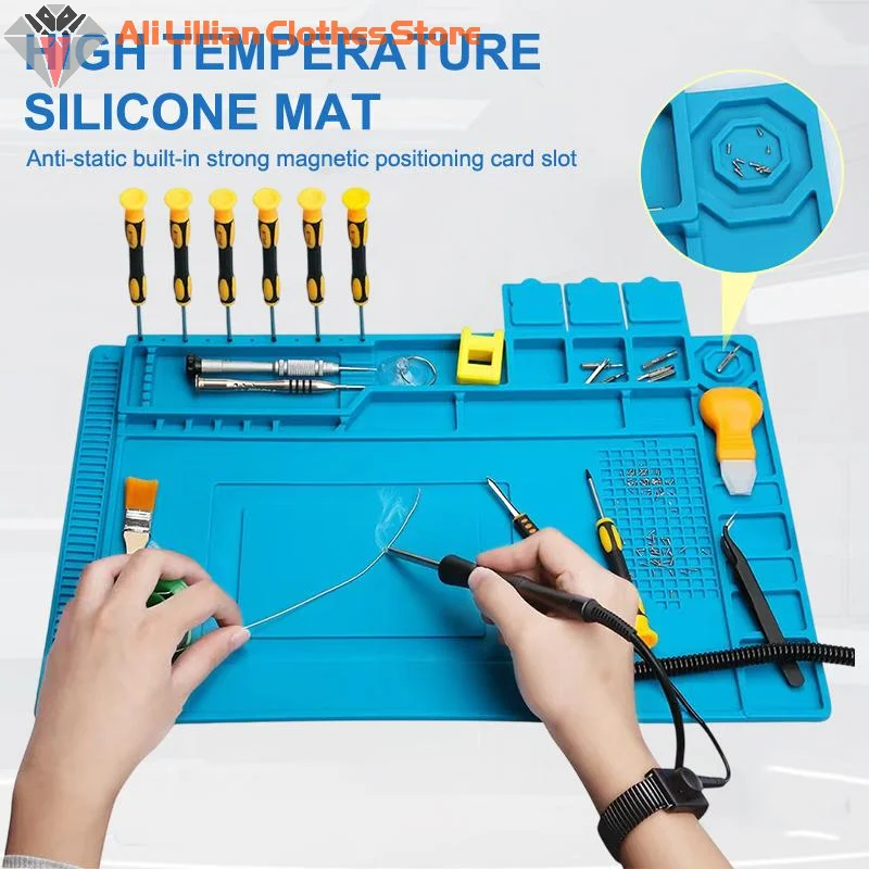 Magnetic Silicone Soldering Mat Heat Resistant Repair Pad Anti Static Workbench Cover For Phone Electronics DIY Projects
