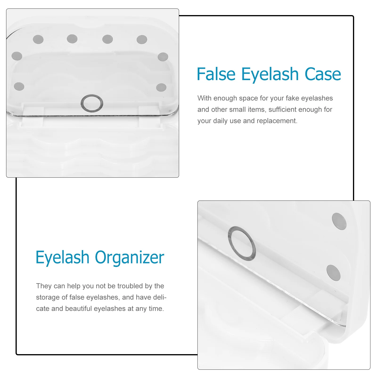 False Eyelash Case LED Light Eyelash Box Mirror Lash Case Portable Empty Organizer for Beauty Storage on-The-Go Replacement