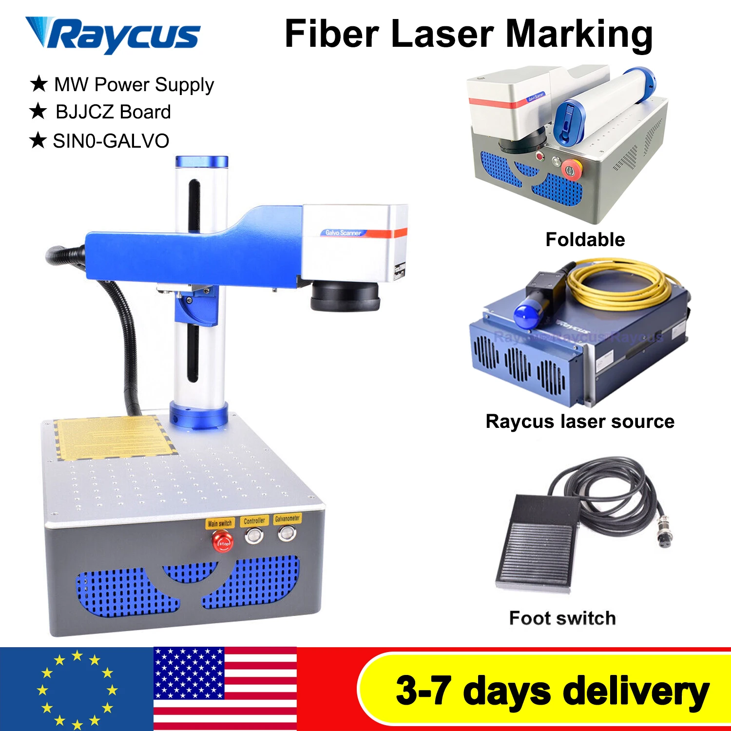 

Raycus Fiber Laser Engraver 30W QS foldable Portable Business Laser Marking Machine Fast Precise Engraving All Metals