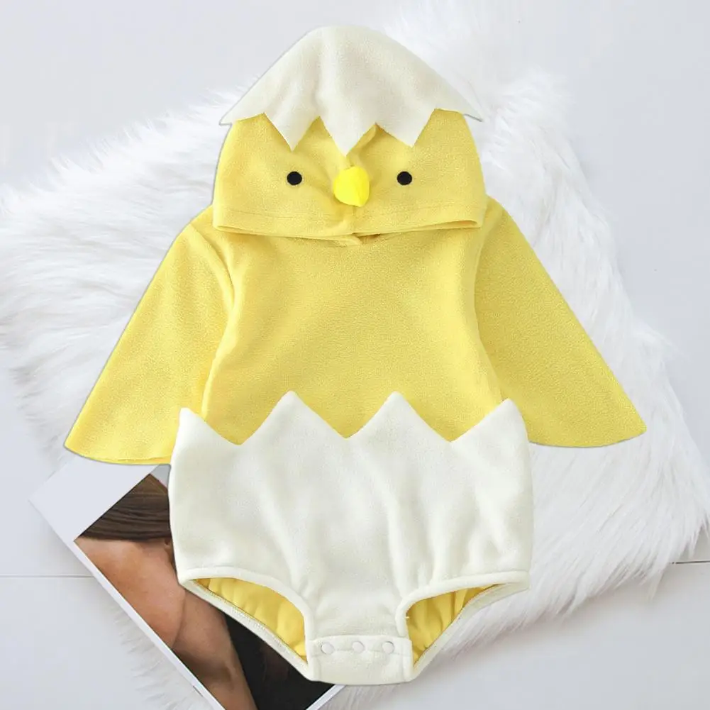 Baby Halloween Costume Soft Plush Baby Chick Costume for Newborns Toddlers Cartoon Chicken Bodysuit with Hood for Birthday