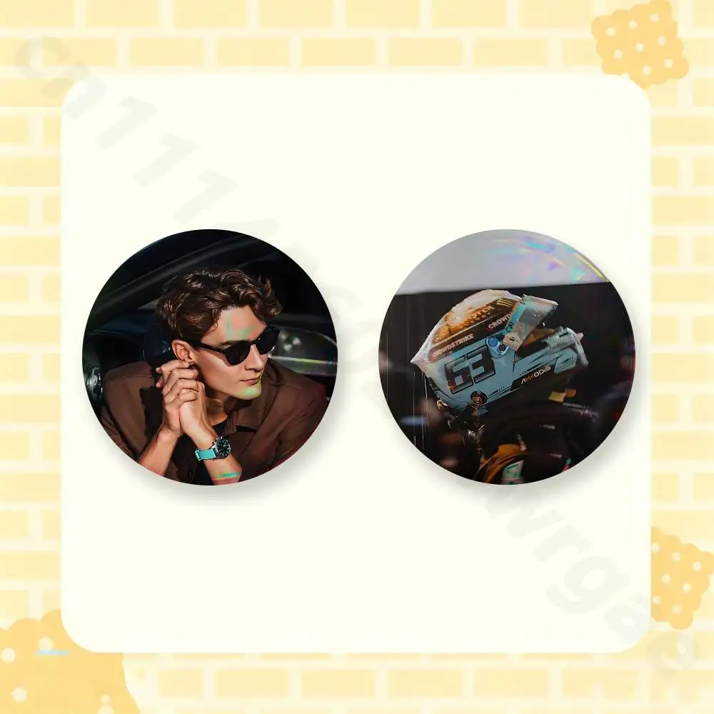 Racer G-George R-Russell  2 Pieces Badge Brooches on Backpack Clothes Handmade Round Enamel Pins for Jewelry