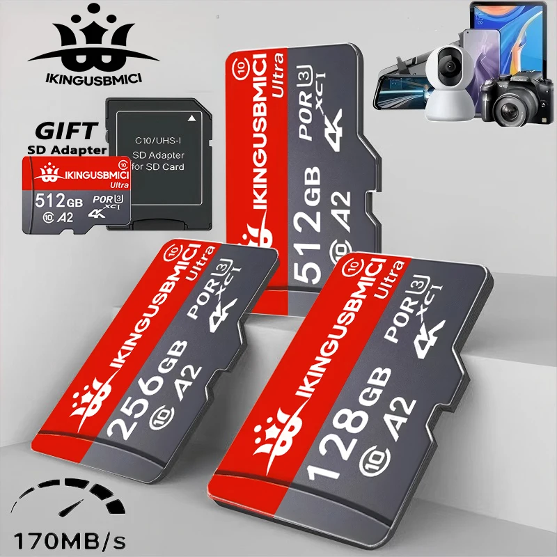 Sd Mini Sd Card Camera 32-64-128-256-512gb Uhs-i for Smartphone Quality Micro Class Fast Premium Reliable High Quality Class 10