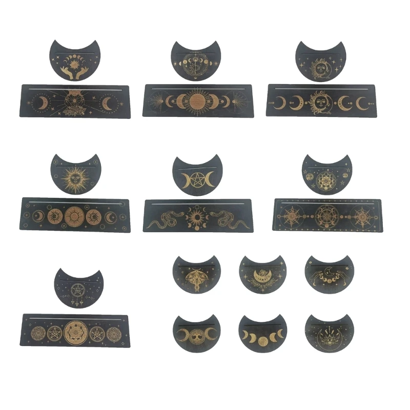 

Прямоугольная луна в форме Таро Деревянная таро-картовая стойка Демонстрация стола Декорация Игровые аксессуары