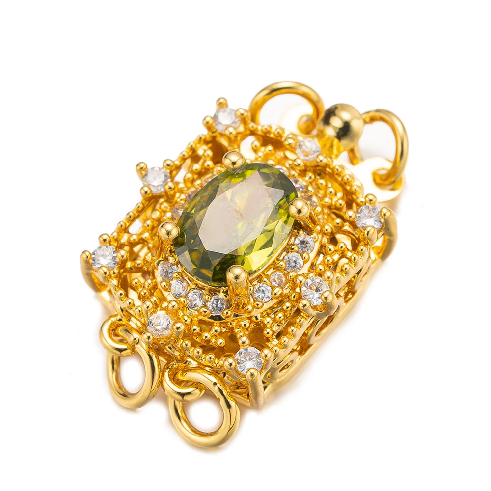 1 قطعة 18K مطلية بالذهب النحاس الزركون اللؤلؤ قلادة طبقات قفل المشبك محول سلسلة موسع الإغلاق DIY بها بنفسك صنع المجوهرات #4