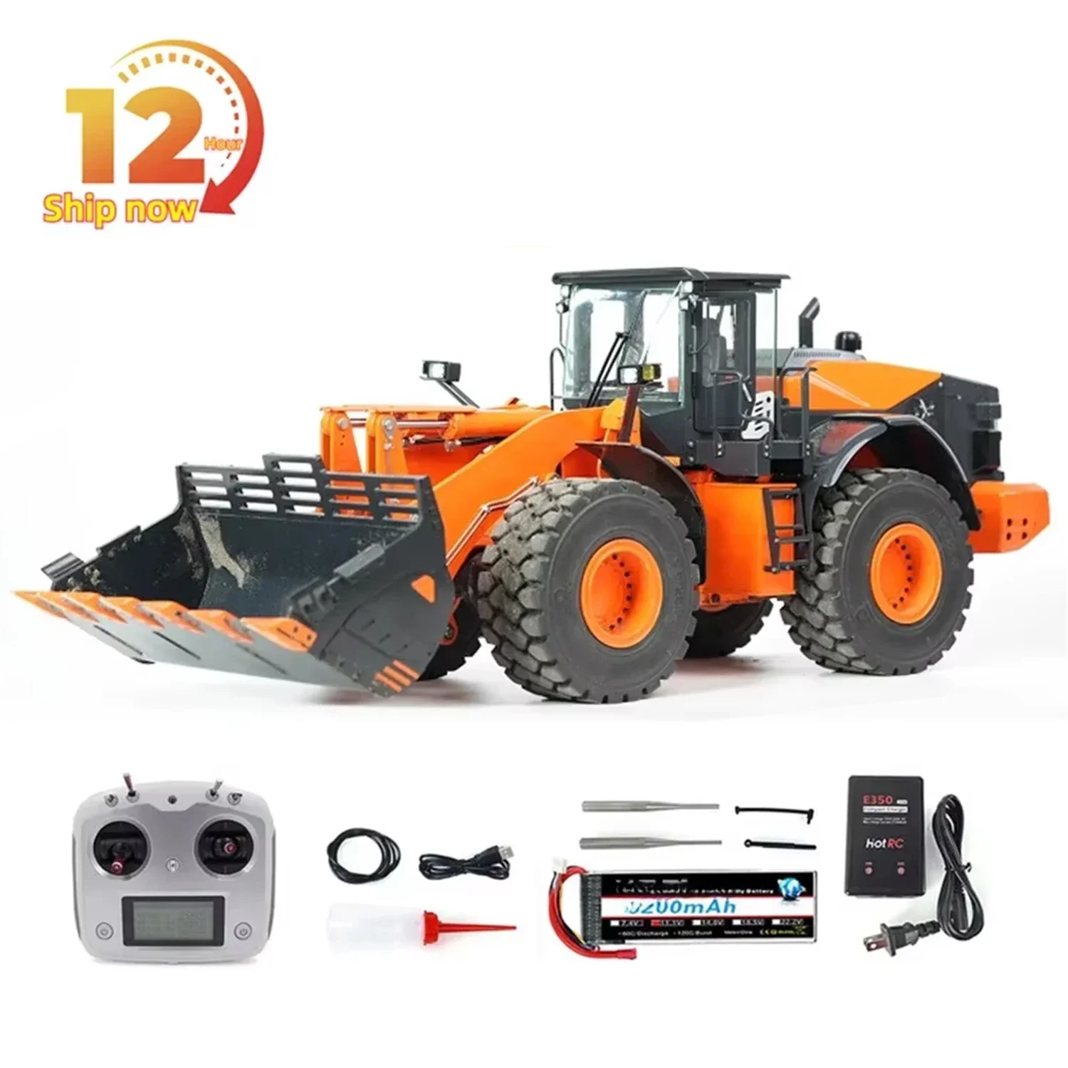 ZW370 Hydraulic Loader 1/14 RC Loader Metal Model JDM 198 RTR with Light and Sound System Engineering Machinery RC Car Toy