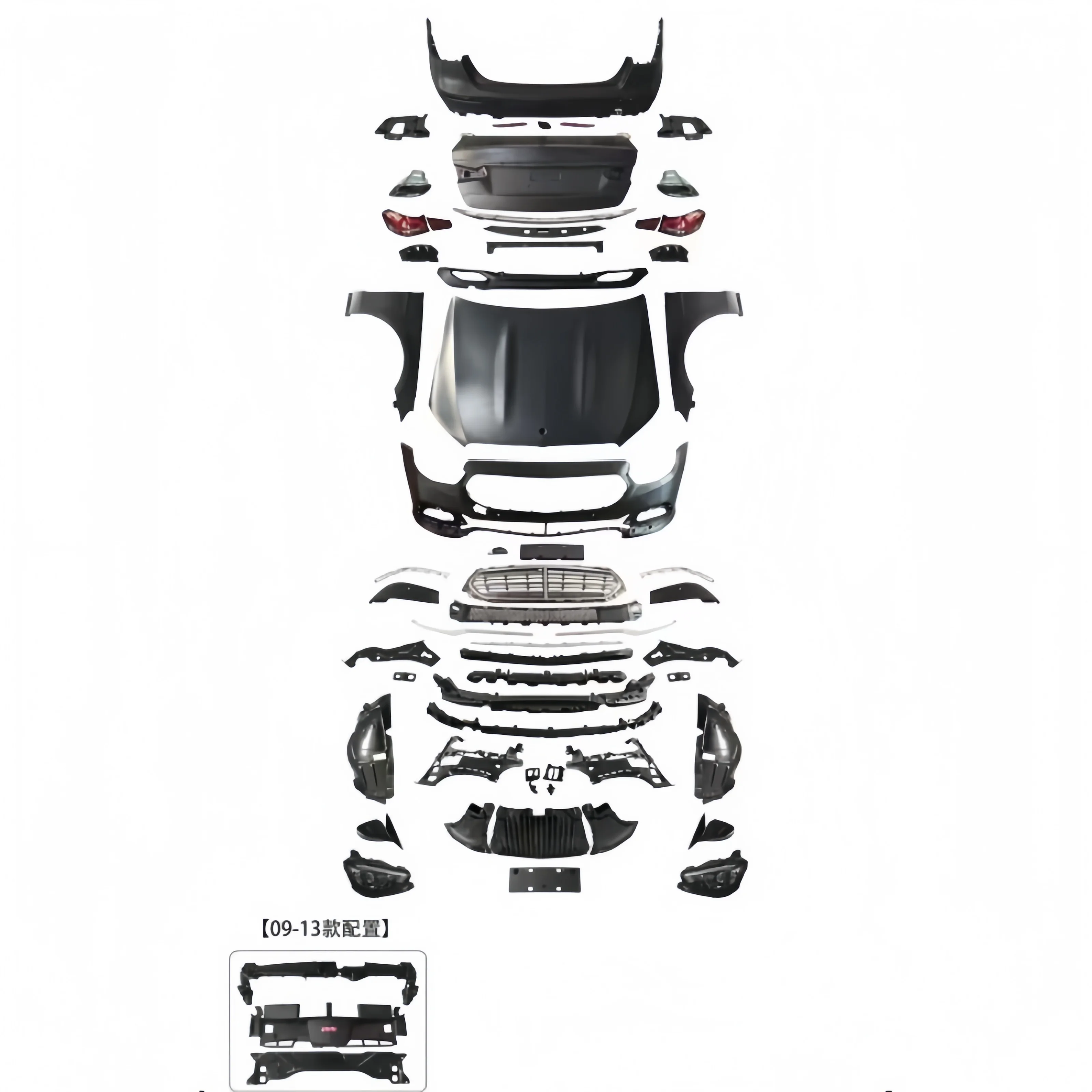 W213 Executive Style Front Rear Bumper Chrome Grille LED Headlights LED Taillights Quad Exhaust Hood for W212 2009-2016 JJ781