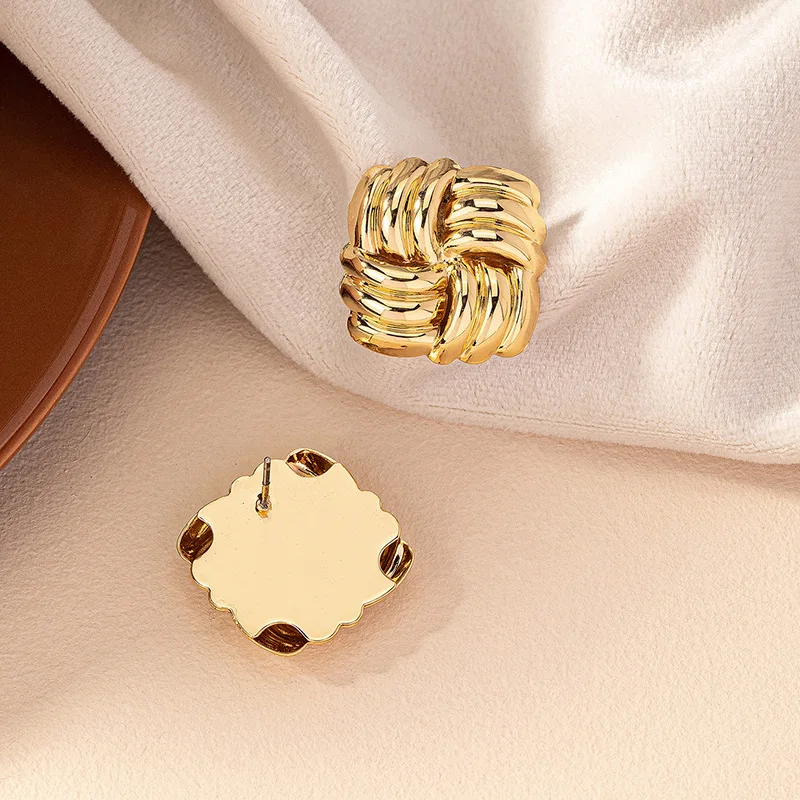 Fashion Square Stud Earrings for Women Simple Gold Color Party Jewelry Accessories Gifts image 3