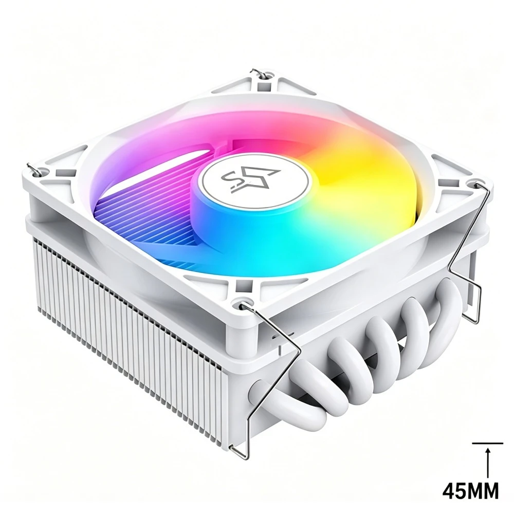 45mm Low Profile ARGB CPU Cooler, 6 Heat Pipes Silent Cooling Fan, Universal Heatsink Support Intel AMD for ITX HTPC SFF Mini PC