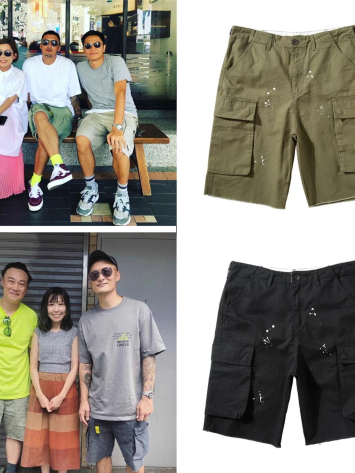 

MSDN MDNS Men's Casual Workwear orts Loose Fit Multiple kets Splaed Ink Design Summer Faion Youthful Sle Five-Q...
