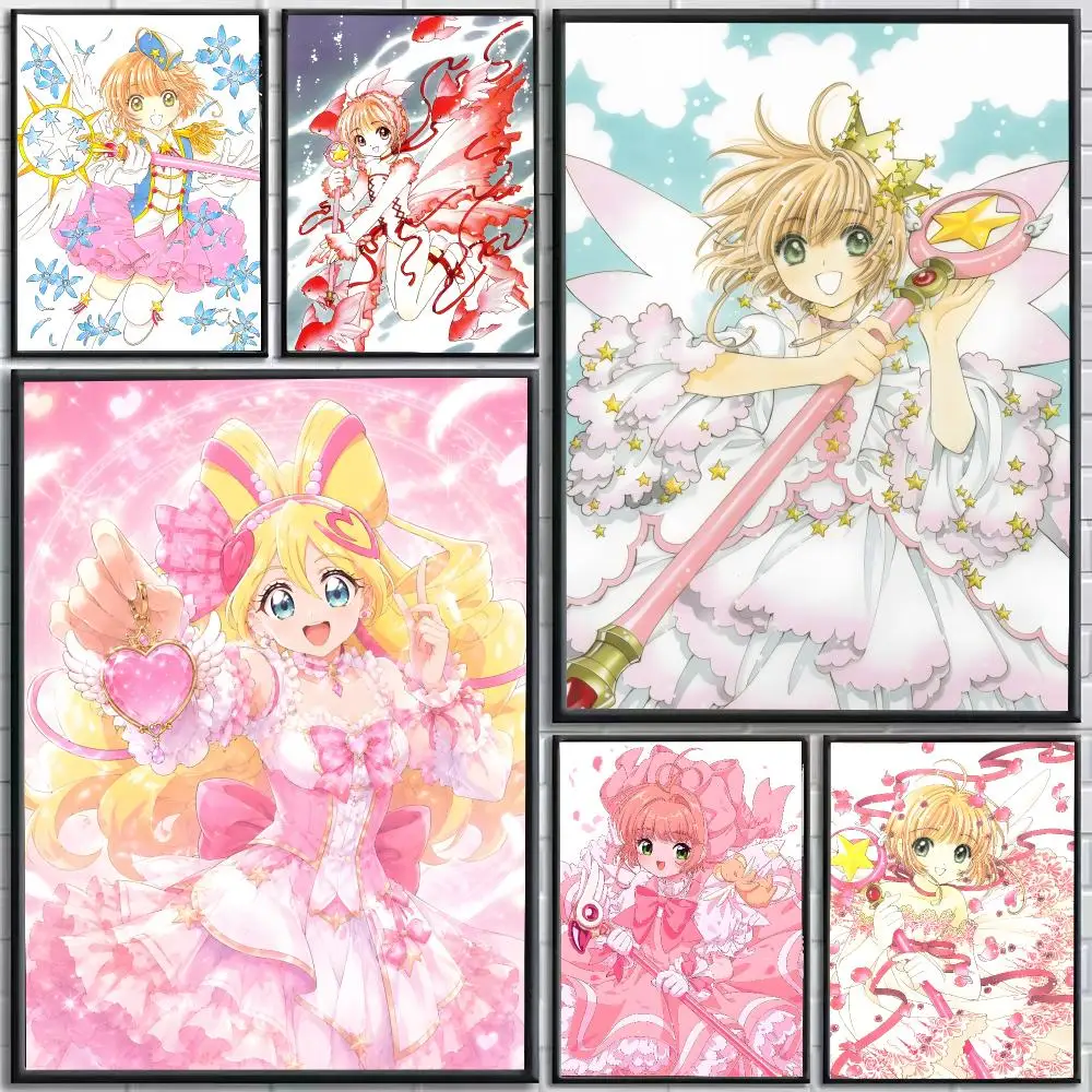 Anime Cardcaptor Sakura Poster Self-Adhesive HD Mural Wall Decals, Living Room Bedroom Home Decor Gift