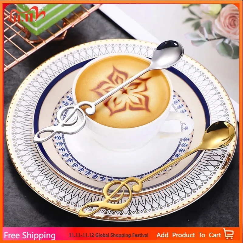 

Stainless Steel Musical Note Spoon Creative Coffee Spoon Ice Cream Teaspoon Stirring Spoons Dessert Spoons Home Accessories
