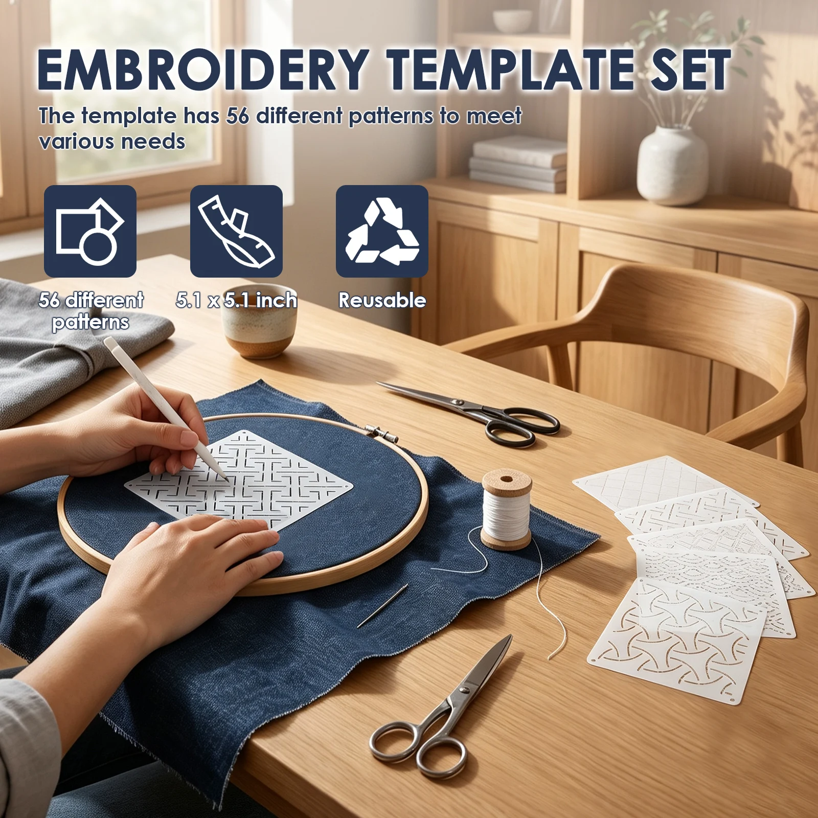 56 Pcs Sashiko Embroidery Temp - Embroidery Quilting recension och pris