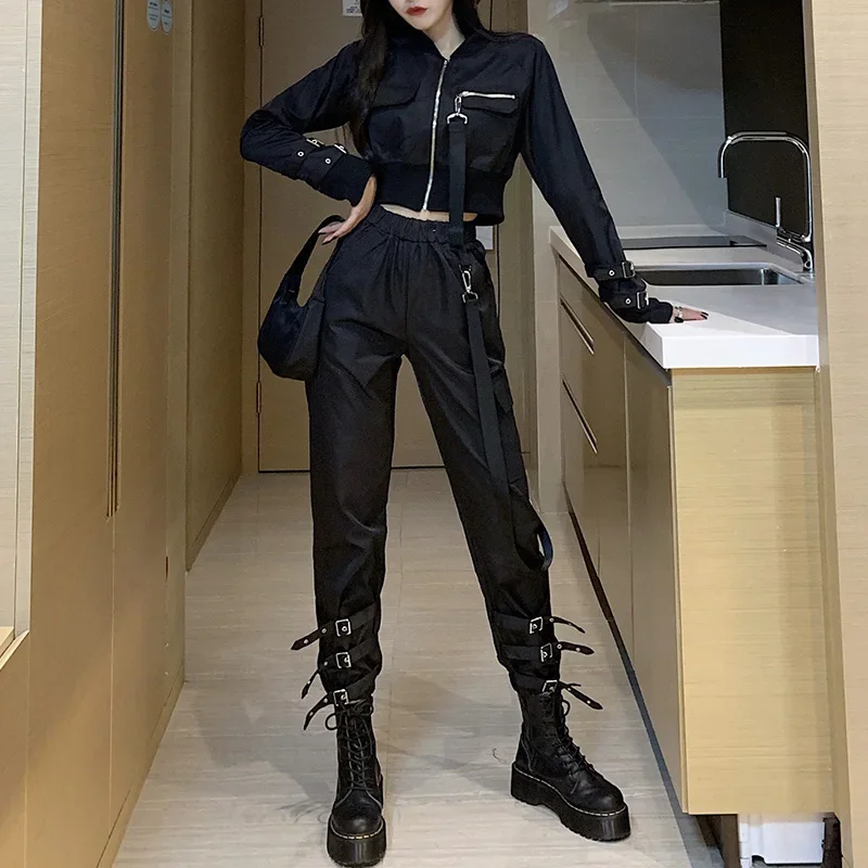 أزياء رقص للنساء والفتيات ، ملابس أداء جماعي ، ملابس هيب هوب سوداء ، ملابس عرض مسرحي للبالغين ، ملابس Kpop ، موسيقى الجاز ، XS5869