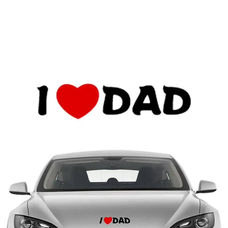 I Love Dad Car Decal Bumper Sticker Waterproof Red Heart Car Decal Vehicles Window Wall Sticker Strong Adhesive Heart Die Cut