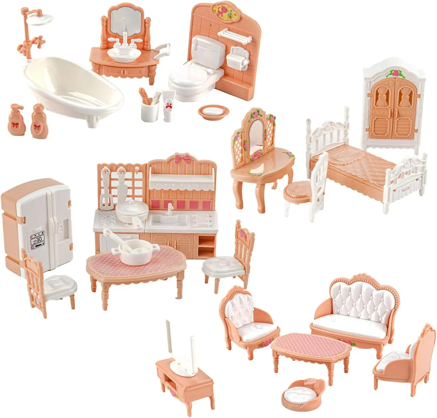 Casa de bonecas conjunto de móveis acessórios casa de boneca mini móveis fingir jogar quarto sala estar banheiro cozinha crianças aniversário