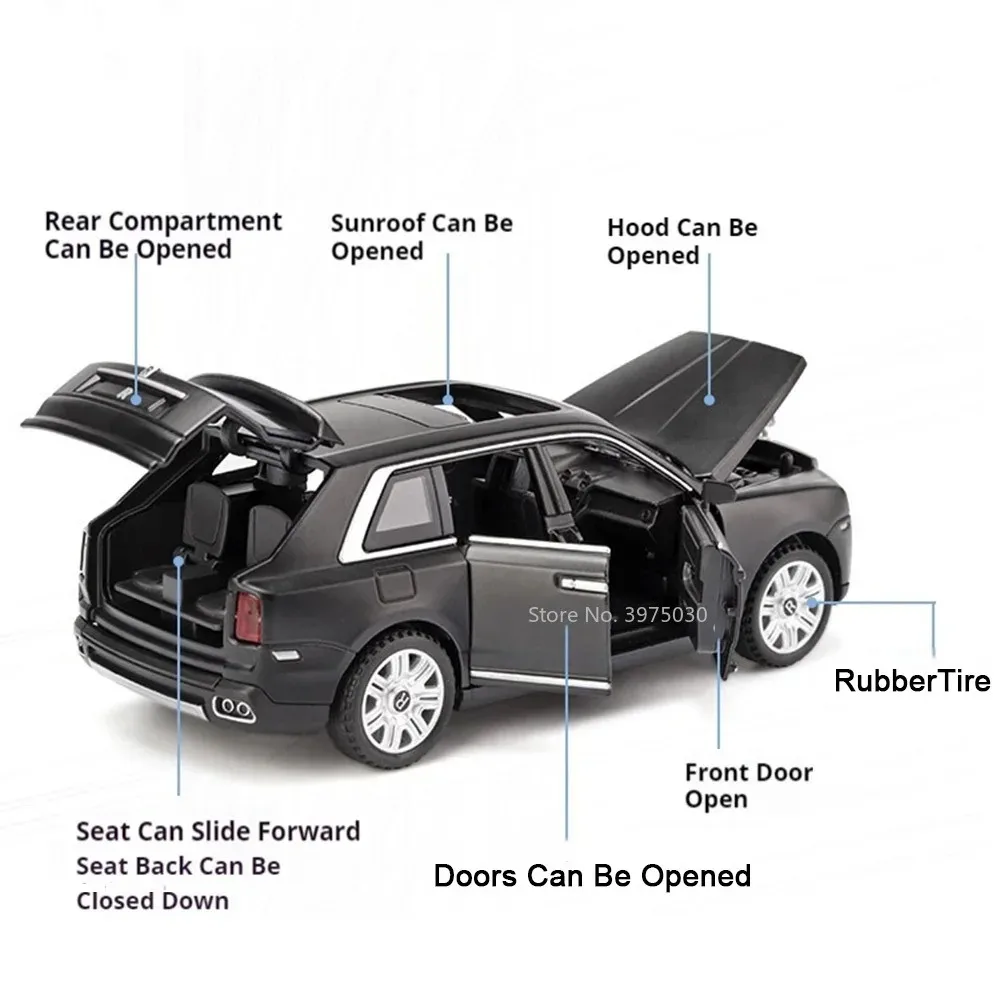 1:32 رولز رويس فانتوم 6x6 كولينان لعب نماذج السيارات سبيكة دييكاست على الطرق الوعرة ضوء الصوت مركبات مصغرة هدايا الطفل الكبار #2