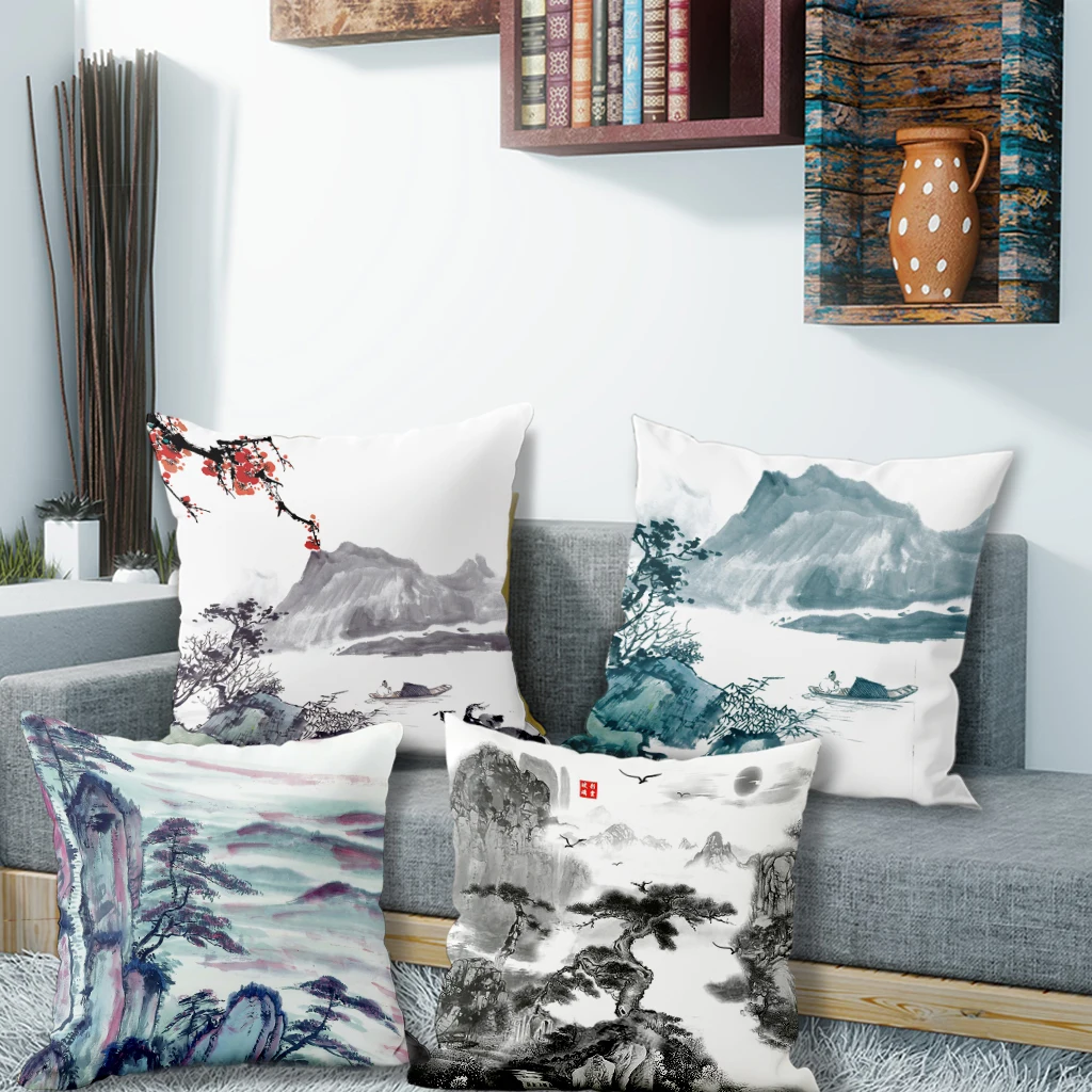 

Traditional Landscape Printed PillowcaseSuitable for sofa car bedroom decorative cushion cover pillow cover