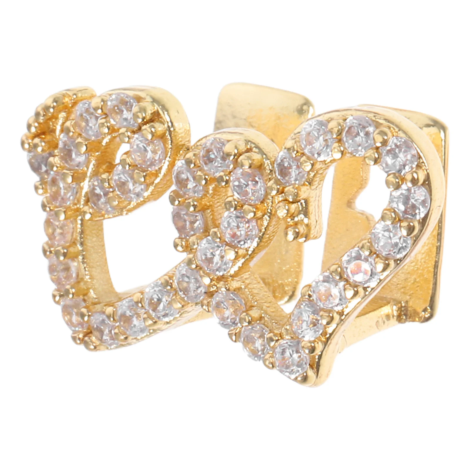 

Double Heart Copper Tooth Grill Rhinestone Teeth Grill Comfortable Fit Party Daily Wear Jewelry Accessory for Women Men