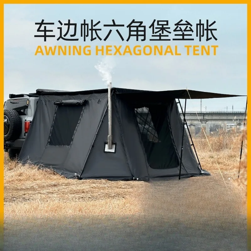 

Outdoor vinyl blackened side tent hexagonal fortress tent