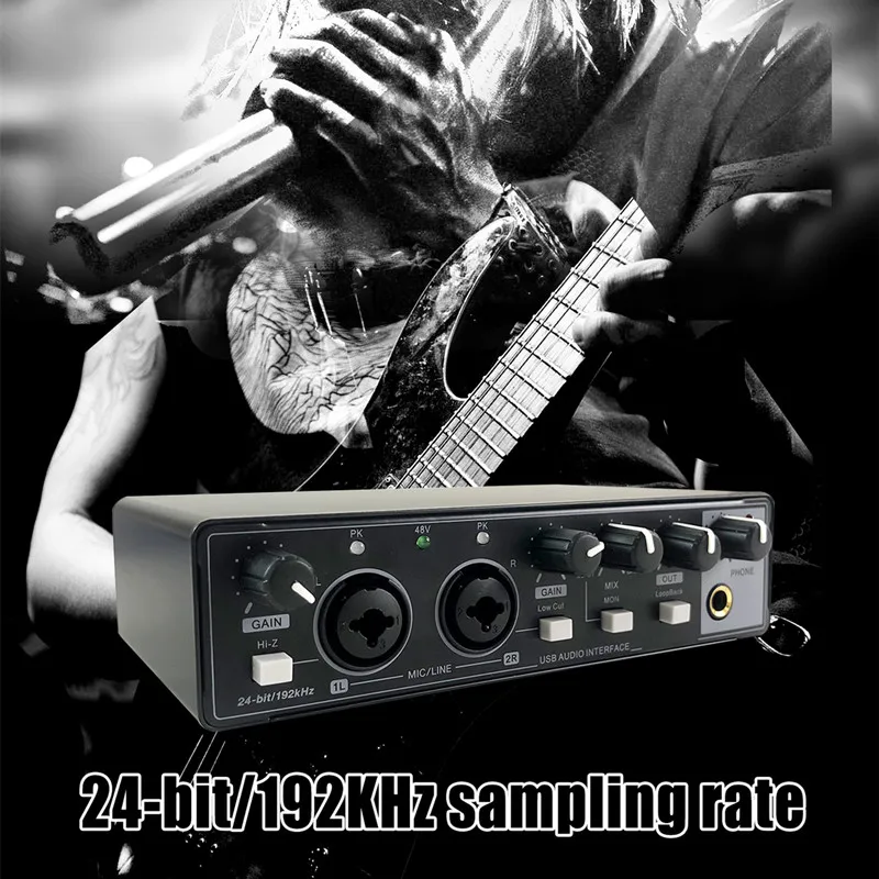 Hot-selling professional podcast kit equipment audio studio recording red and black sound card audio interface sound card