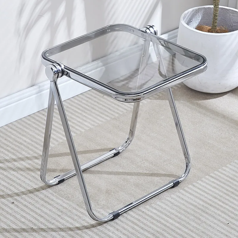 modern Fashionable Folding Side Table - Transparent Coffee Table for Living Room Sofa Corner & Balcony Acrylic Coffe Table