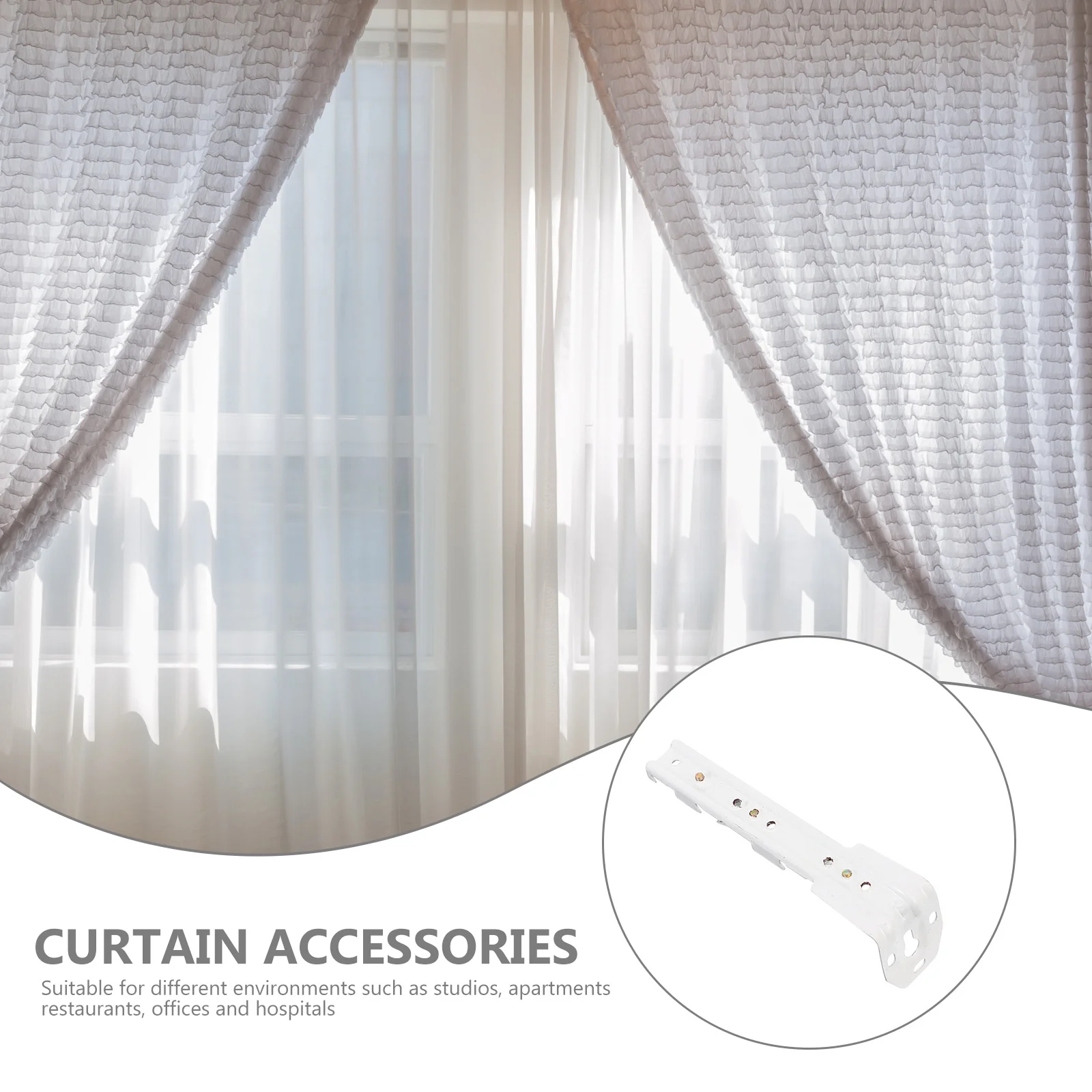 

6Pcs Curtain Track Fixing Fittings Wall Mount Brackets Strong Metal Installation Code for Home Office Curtain Supplies