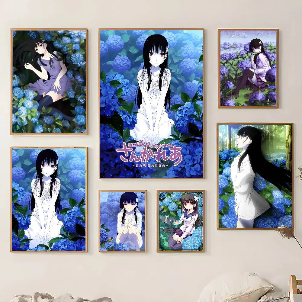 

S-SankareaS Anime Cute Poster Home Living Bed Room Bar Hallway Sticky Wall Art Printing Waterproof Aesthetic Decor