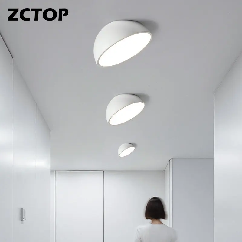 Modern LED Round Ceiling Lights Nordic Black White Ceiling Lamps Bedroom Corridor Aisle Flats Stairs Decor Chandeliers Lustre