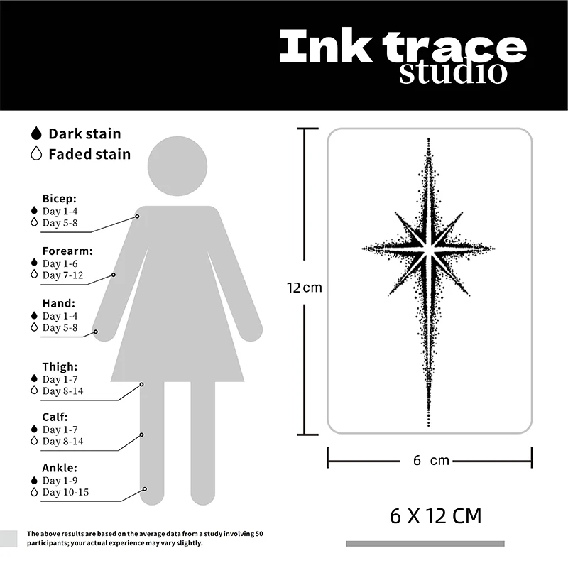 Eight-pointed star Temporary Tattoo,Lasts To 15 Days New Technology Magic Waterproof Semi Permanent Sticker.